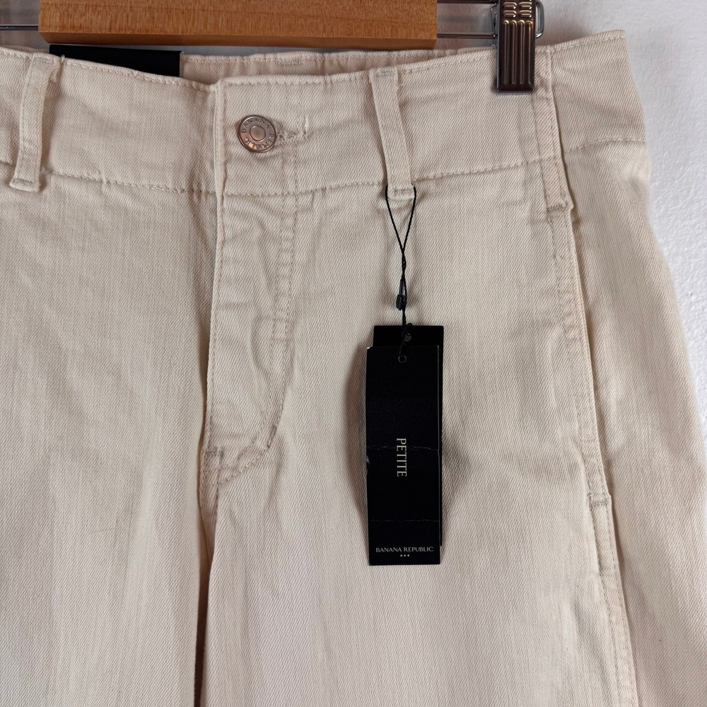 Banana Republic Straight Pants Womens 25/0 Petite Ecru High Rise Ankle 851915-00